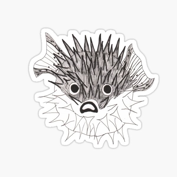 Inktober Day 23: Puffer Fish Sticker