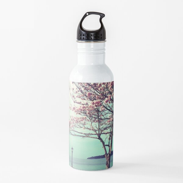 Blooms by the Sea - Panama Landscape - Pink Guayacan Tree Water Bottle