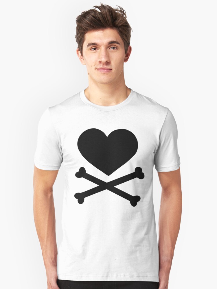 Alternate view of Pirate Love (Black). Slim Fit T-Shirt
