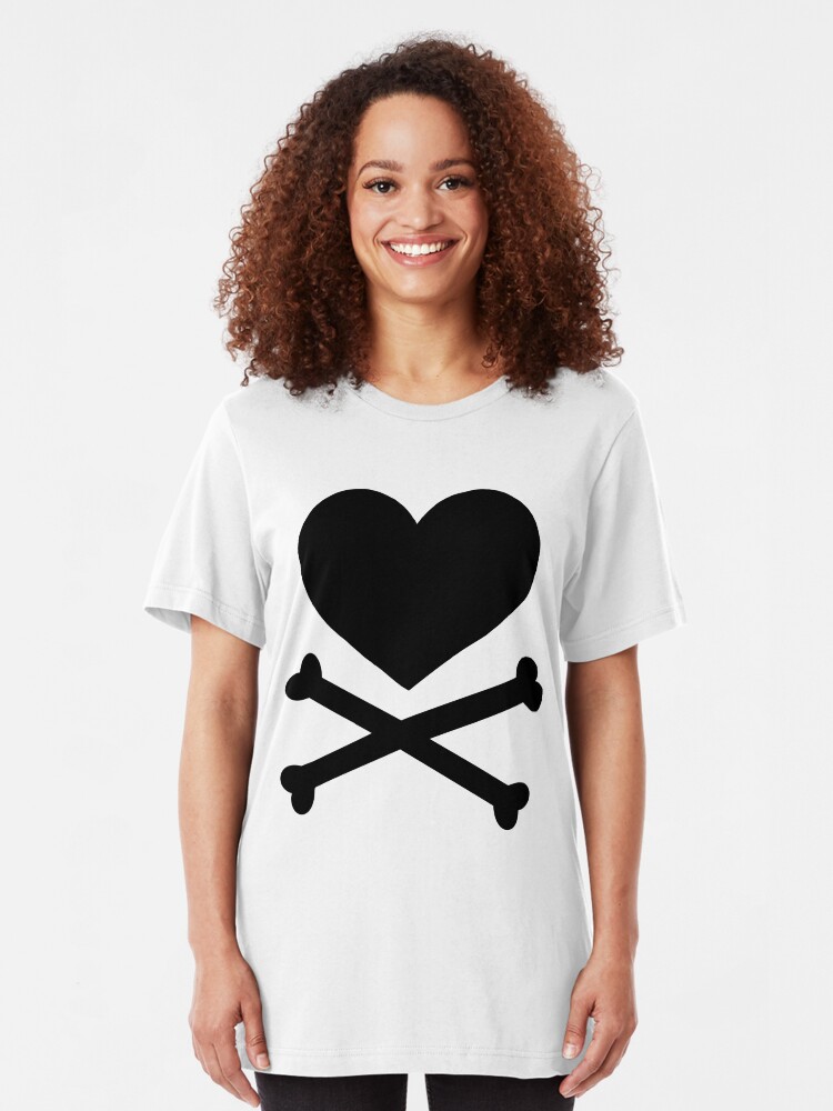 Alternate view of Pirate Love (Black). Slim Fit T-Shirt
