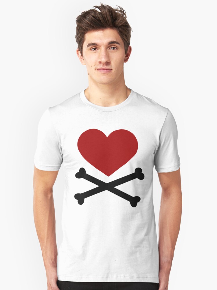 Alternate view of Pirate Love (Red/Black). Slim Fit T-Shirt
