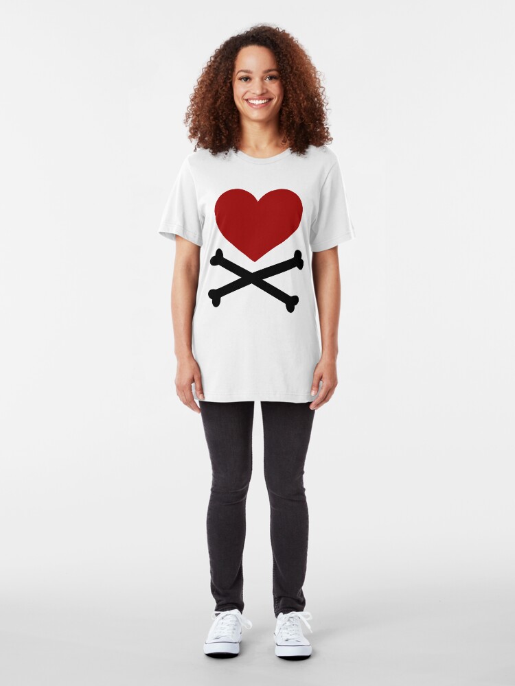 Alternate view of Pirate Love (Red/Black). Slim Fit T-Shirt