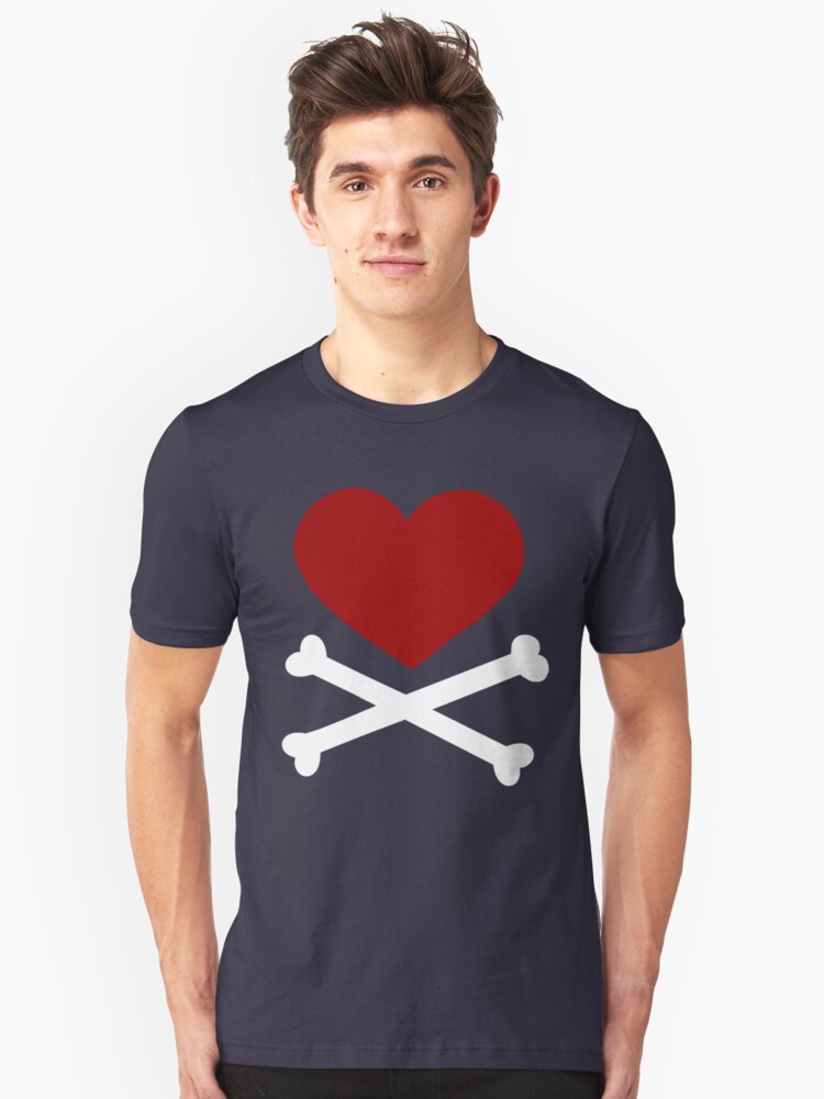 Alternate view of Pirate Love (Red/White). Slim Fit T-Shirt
