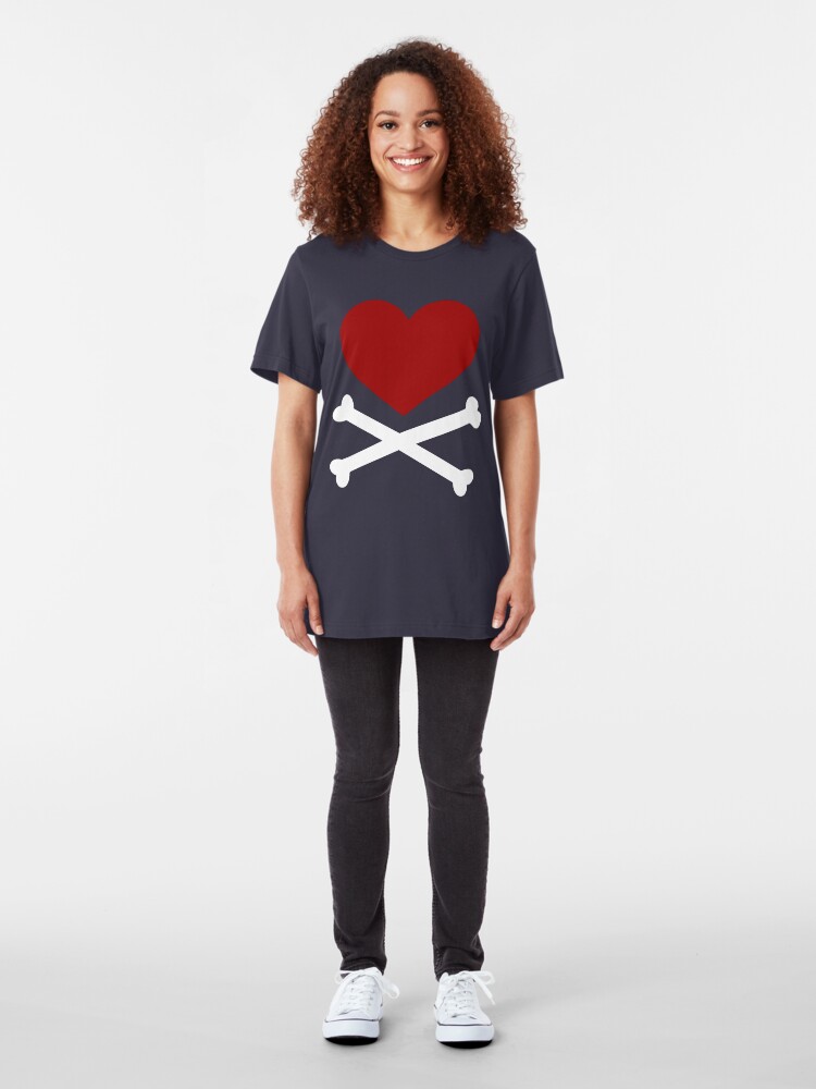 Alternate view of Pirate Love (Red/White). Slim Fit T-Shirt