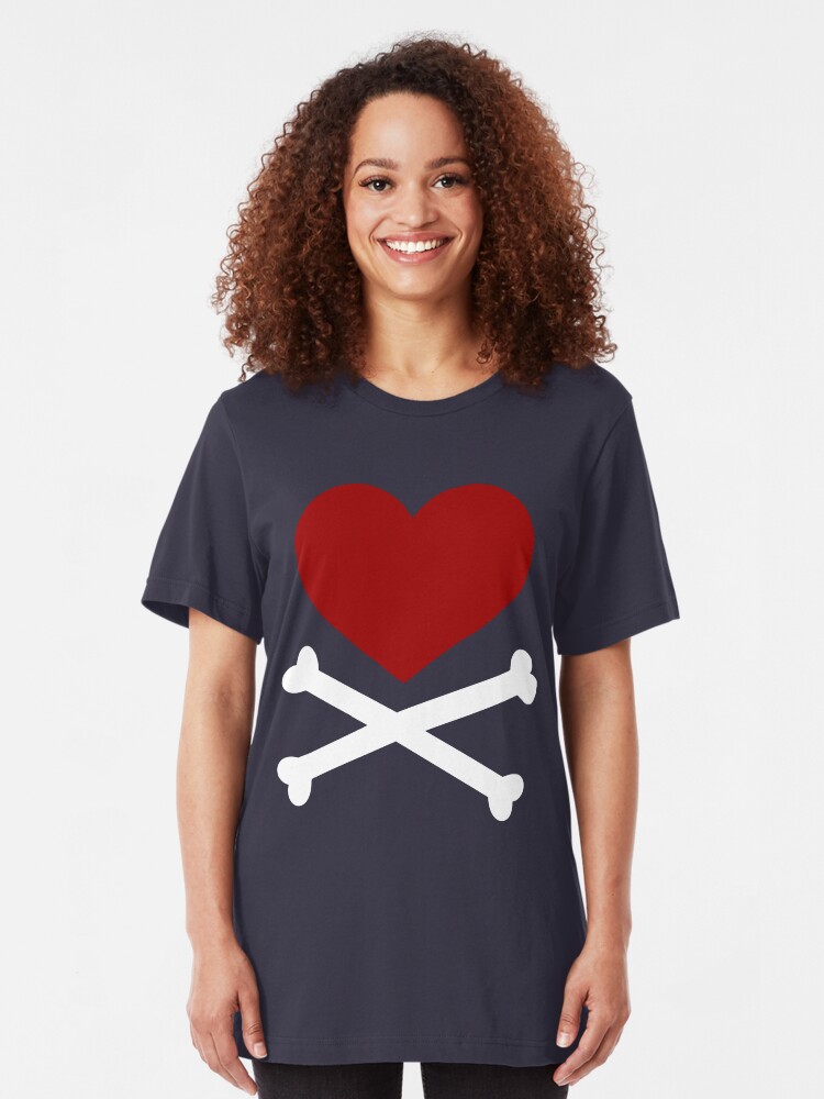 Alternate view of Pirate Love (Red/White). Slim Fit T-Shirt