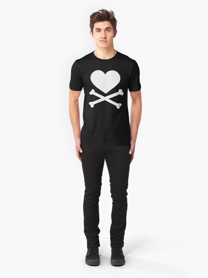 Alternate view of Pirate Love (White). Slim Fit T-Shirt