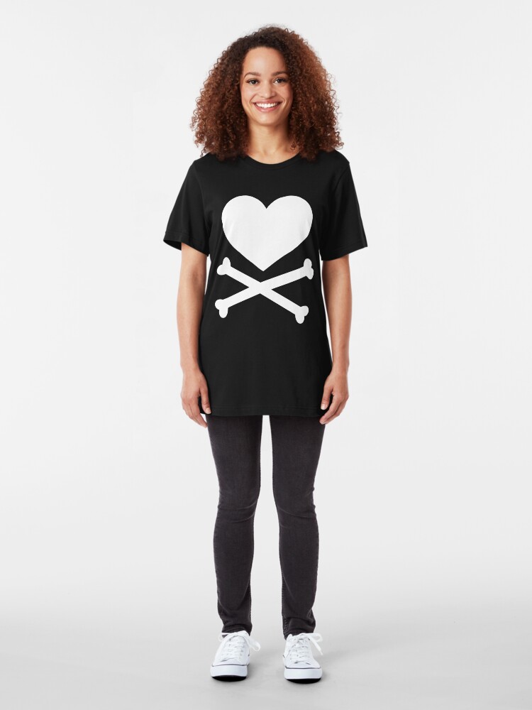 Alternate view of Pirate Love (White). Slim Fit T-Shirt