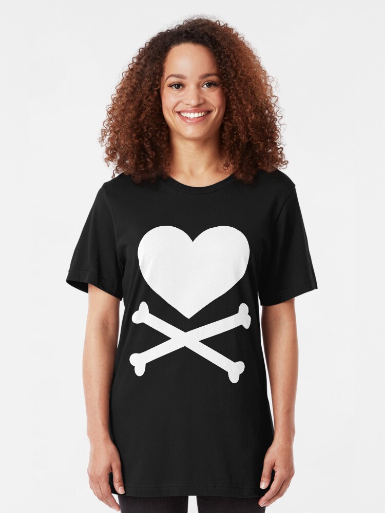 Alternate view of Pirate Love (White). Slim Fit T-Shirt