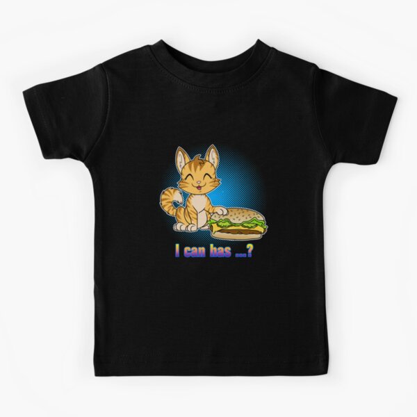 I Can Has Cute Tuxedo Kitty Kids T Shirt By Cybercat Redbubble - cute blue cat shirt roblox
