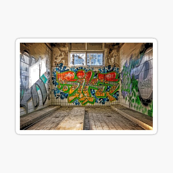 Item preview, Derelict Bathroom Cartoon Graffiti  designed and sold by PODLizardWizard.