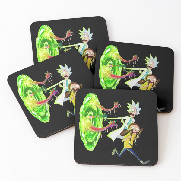 Rick and morty portal monster Coasters (Set of 4)