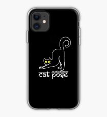 Cat Pose 2 - Cat Yoga (white text) iPhone Case