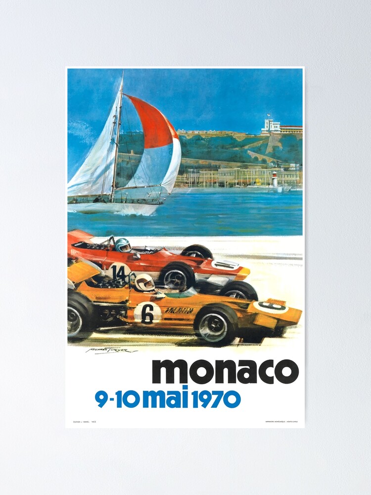Thumbnail 1 of 3, Poster, 1970 Monaco Grand Prix Racing Poster designed and sold by retrographics.