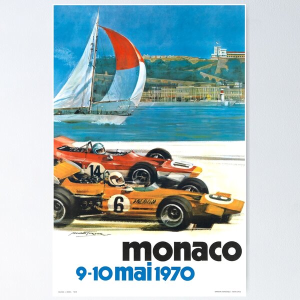 1970 Monaco Grand Prix Racing Poster Poster