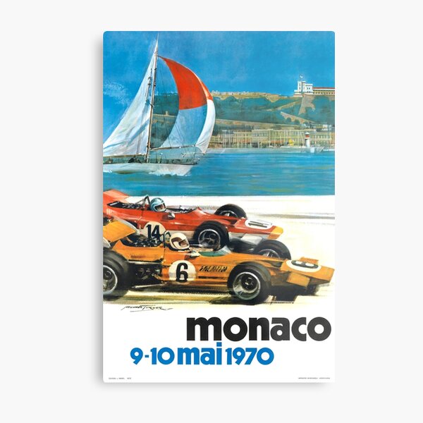 1970 Monaco Grand Prix Racing Poster Metal Print