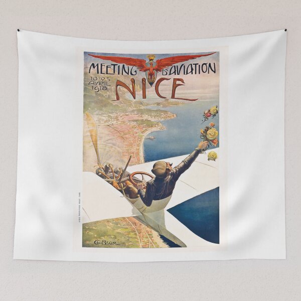 Item preview, 1910 Nice France Meeting D'Aviation Advertising Poster designed and sold by retrographics.