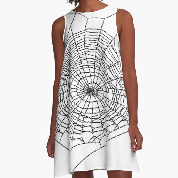 #illustration #chalkout #arachnid #web #pattern #outline #design #vector #webtogether #abstract #art #geometry #sunshade #shape #horizontal #whitecolor #blackandwhite #monochrome #bright #copyspace A-Line Dress