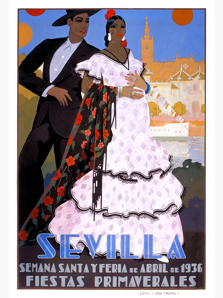 Disover Spain 1936 Seville April Fair Travel Poster Premium Matte Vertical Poster