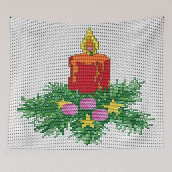 Item preview, Christmas Candle Cross Stitch Photograph designed and sold by taiche.