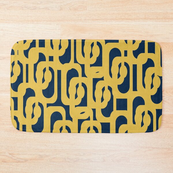 Item preview, Mid-Century Modern Loop Pattern in Mustard Yellow on Navy Blue designed and sold by kierkegaard.