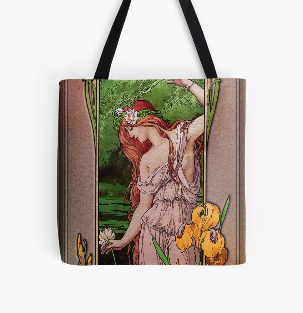 Flowers Of Water by Élisabeth Sonrel - Art Nouveau Old Masters Prints Ladies Tote Bag