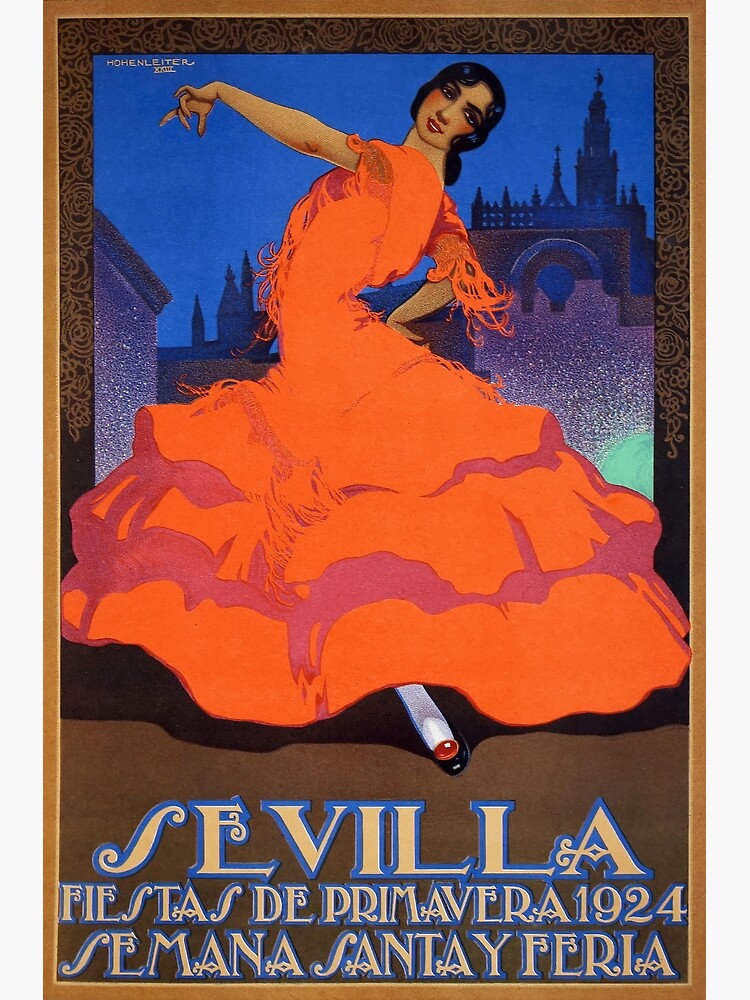 Discover Spain 1924 Seville April Fair Travel Poster Premium Matte Vertical Poster