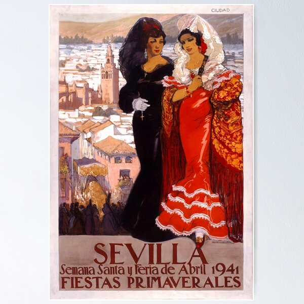 Item preview, Spain 1941 Seville April Fair Travel Poster designed and sold by retrographics.