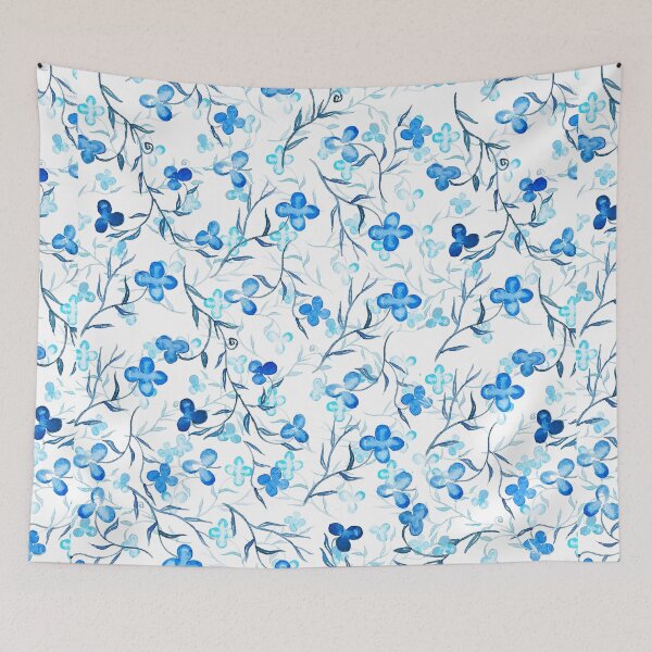 Item preview, blue flowers pattern designed and sold by ColorandColor.