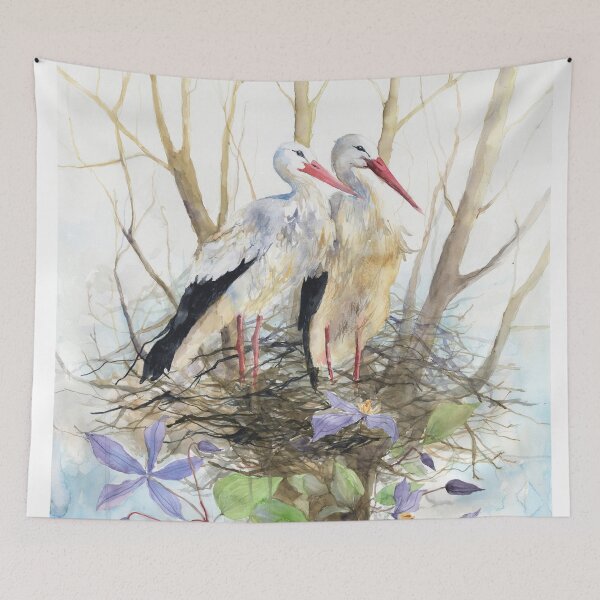 Item preview, Storks on a Floral Nest designed and sold by thefirstgarden.