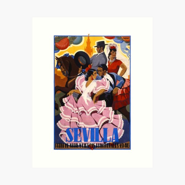 Item preview, Spain 1946 Seville April Fair Travel Poster designed and sold by retrographics.