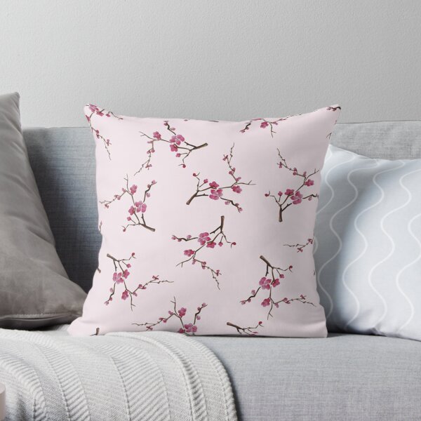 Watercolor Sakura Throw Pillow
