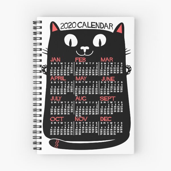 Item preview, Cute Retro Style Black Cat 2020 Calendar Year designed and sold by emkayhess.