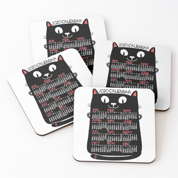 Item preview, Cute Retro Style Black Cat 2020 Calendar Year designed and sold by emkayhess.