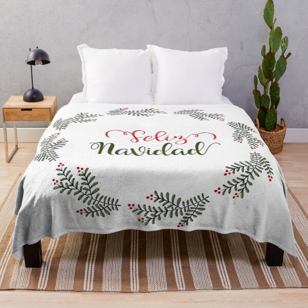 Item preview, Christmas lettering Feliz Navidad, leaf and berry floral wreath designed and sold by HannaPaulina.