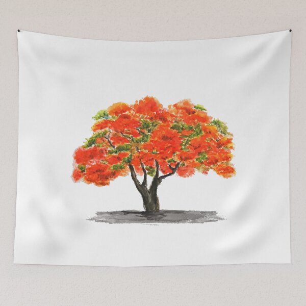 Item preview, hand painted Orange Flame of the forest trees  designed and sold by ColorandColor.