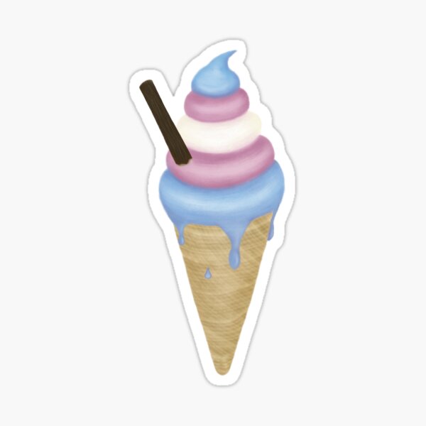 Icecream with flake, in the trans colours Sticker