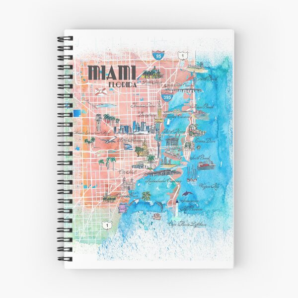 Item preview, Miami Florida Illustrated Map with Main Roads Landmarks and Highlights designed and sold by artshop77.
