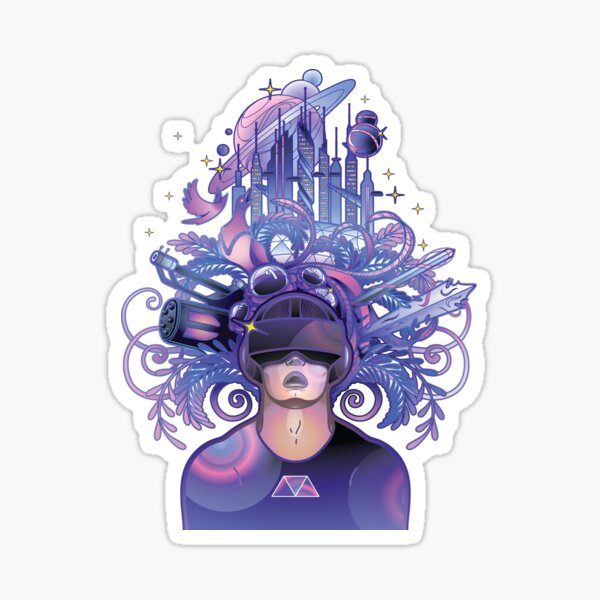 Virtual Reality Headset Purple Gamer E sports Sticker