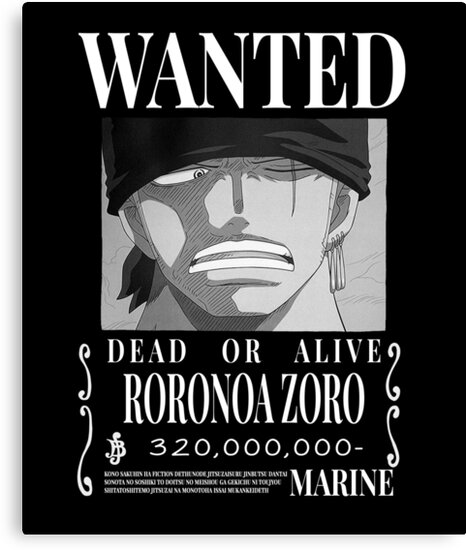 one piece zoro wanted canvas print by kingmarko redbubble one piece zoro wanted canvas print by kingmarko redbubble