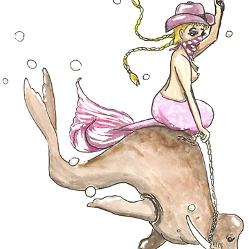 Artwork thumbnail, Mermaid Rodeo Cowgirl by Crea-RiBo