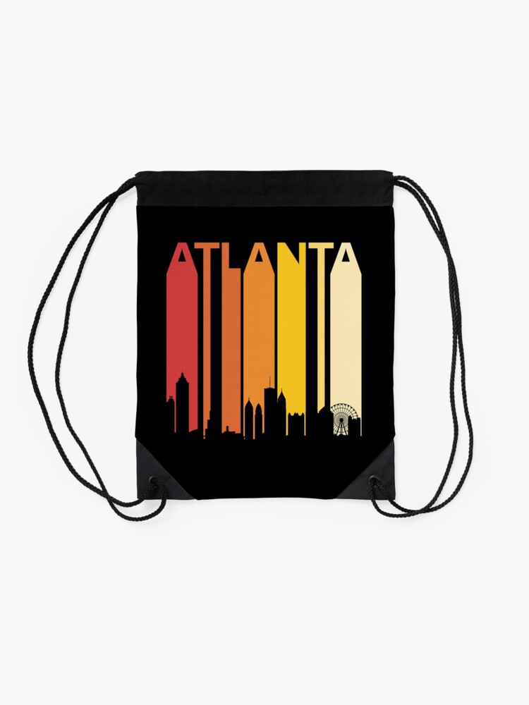 Alternate view of Retro 1980s Atlanta City Skyline Silhouette Drawstring Bag