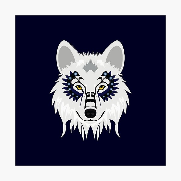 Item preview, Grey and White Wolf on Navy designed and sold by FHPen.