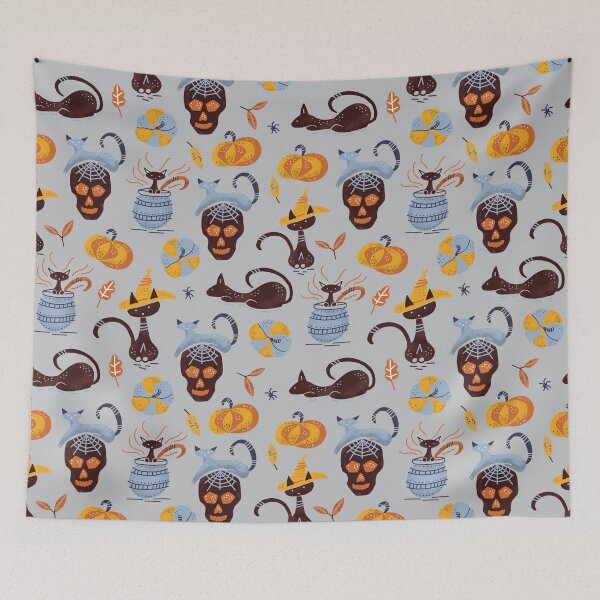 Item preview, Spooky Halloween pattern 2 designed and sold by GrayCatGraphics.
