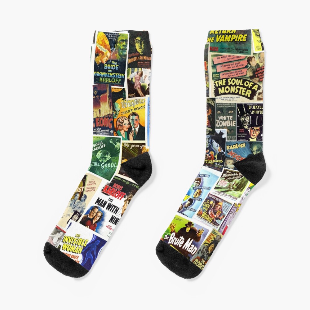 "Vintage Horror" Socks for Sale by andrewalcock Redbubble