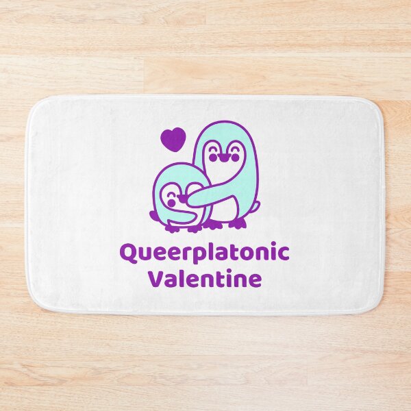 Item preview, Queerplatonic Valentine + Penguins (Purple/Aqua) designed and sold by JoyofFriendship.