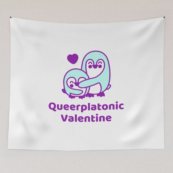 Item preview, Queerplatonic Valentine + Penguins (Purple/Aqua) designed and sold by JoyofFriendship.