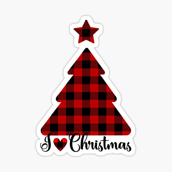 Red Buffalo Plaid I love Christmas Sticker
