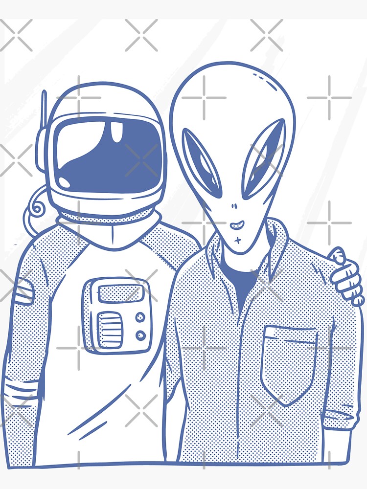 Alien Astronaut Friendship Sticker For Sale By Dersenat Redbubble 