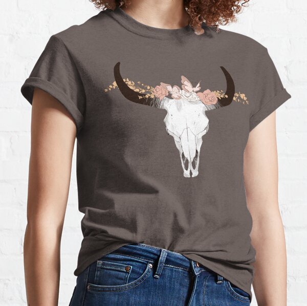 Cowboy Killer Tees for Women Short Sleeve T-Shirt Funny Bull Skull