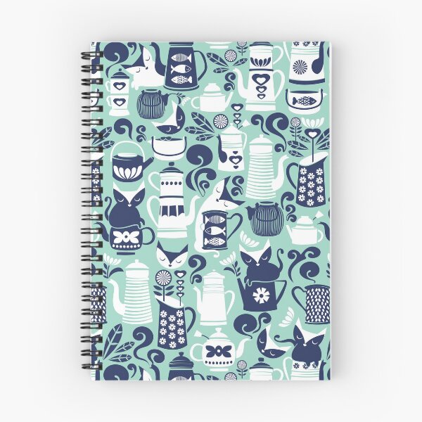 Item preview, Folk Tea Invitation // mint marine blue and white cats designed and sold by SelmaCardoso.